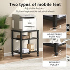 3-Tier Printer Stand with Wheels, Large Under Desk Rolling Cart for Office Storage, Heavy Duty Machine Stand with Adjustable Shelf, 22.04"x17.71"x26.54", Black - Image 5