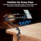 SMALLRIG 26" Magic Arm with Super Clamp, Overhead Phone Mount w/Cable Clip - Image 4