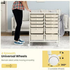 LDAILY 12 Drawer Rolling Storage Cart, Craft Cart Organizer on Wheels w/Metal Frame, Large Capacity & Smooth Drawer, Rolling Cart w/Drawers for Classroom, Office - Image 4