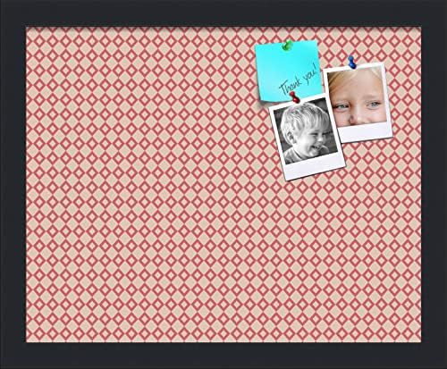 PinPix 15x12 inch Cork Bulletin Board. This Decorative Framed Pin Board Comes with Diamond Pattern in Pink and Beige Design and Satin Black. Ideal for Home, Office Decor or School (PinPix-290) by PinPixBulletinBoards