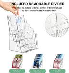 zavekia 4 Tier Acrylic Brochure Holder 8.5 x 11 inch, Clear Literature Organizer Magazine Stand with 4 Pack Separate Removable Divider for 4 x 9 inch Brochures,Magazine Holder,Flyer Holder - Image 3