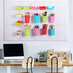 Sieral 64 Pieces Pegboard Bins Pegboard Cups with Hooks and Loops Peg Hooks Assortment Organizer Accessory for Organizing Accessories Tools Storage Office Workshop Garage Workbench (Colorful) - Image 6