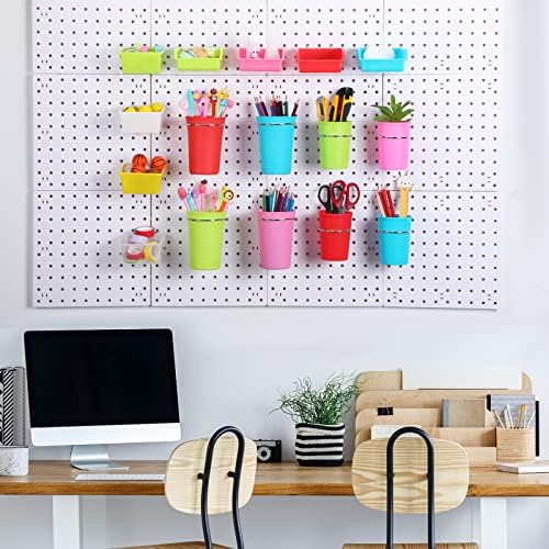 Sieral 64 Pieces Pegboard Bins Pegboard Cups with Hooks and Loops Peg Hooks Assortment Organizer Accessory for Organizing Accessories Tools Storage Office Workshop Garage Workbench (Colorful) - Image 6