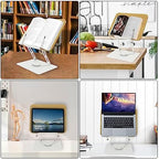 Book Stand for Reading,360°Rotating Base Book Holder for Reading Hands Free,Cookbook Stand,Wooden Panel Aluminium Base Stand for Cookbook,Laptop,Textbook - Image 6