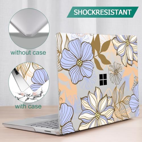Mektron Case for 13.5" Microsoft Surface Laptop 5/4/3 with Metal Palm Rest Model 1951/1868, 2019/2021/2022 Release Plastic Hard Shell Cover with Screen Protector + Keyboard Cover, Abstract Floral - Image 6