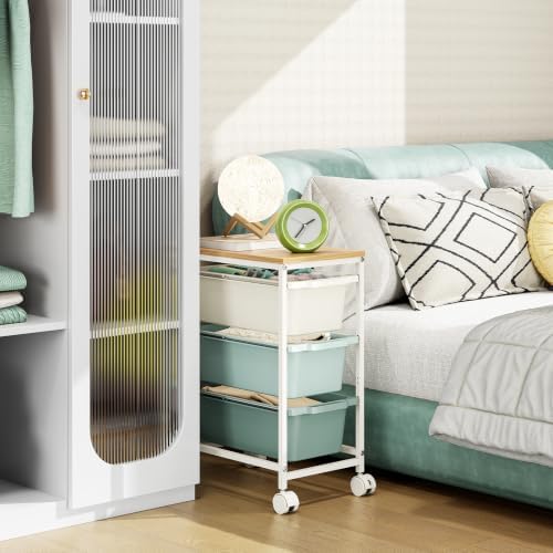KINGBOARD Slim Rolling Cart with 3 Drawers, Metal Utility Storage Cart - Image 6