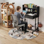 WINAZ Black Mobile Kids Desk - 32" Height Adjustable Study Table with Hutch - Image 2