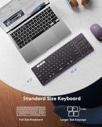 Foldable Keyboard and Mouse, Samsers Folding Bluetooth Keyboard Combo, 2.4G + BT5.0 x 2, Full-Size Portable Travel Keyboard & Rechargeable Wireless Mouse for Windows Android iOS Mac OS, Misty Purple - Image 3