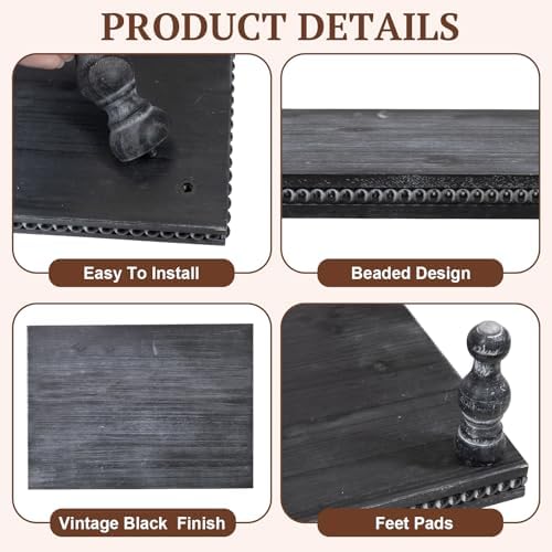 MAONAME Wood Display Risers Set of 3, Vintage Black Wooden Pedestal Stand - Image 4