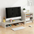 Solid Wood Monitor Stand Riser & Laptop Stand Desk Organizer - Office Accessories for PC Workspace, Computer Organization, Countertop Hutch Beige Combination 1 by Unknown