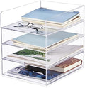 Harloon 4 Tier Paper Organizer Letter Tray Acrylic Desk File Organizer by Muasung