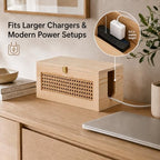 Wooden Cable Management Box - 15 x 6.5 x 6.3 in - Power Strip Organizer - Image 4