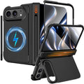 NINKI for iPhone Duo Case with Stylus Pen Holder & Stylus & Invisible Kickstand, Magnetic Screen Protector Hinge Protective Fold Phone Cover for iPhone Duo Case with Slim S Pen Slot and Stand – Black by NINKISmartAccessories
