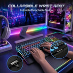 RK ROYAL KLUDGE S108 Typewriter Mechanical Keyboard, Wired Gaming Keyboard with Number Pad, Full Size Retro Keyboards w/Detachable Wrist Rest for Mac/Win/PC, Clicky Blue Switch, Rainbow Backlit Black - Image 6