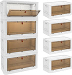 YFXCVSL 4 Tier Plastic Storage Bins with Lid 102QT, Stackable Storage Containers with Wheels, Folding Storage Boxes, Stackable Storage Bins, Organizers and Storage for Living Room - Image 2
