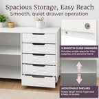 Lavish Home 5 Drawer Office Storage Cabinet, White, 30.75”x15.75”x25.43” - Image 4