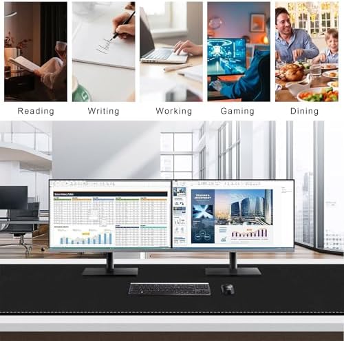 Mydours 67" x 24" Extended PU Leather Gaming Desk Mouse Pad Mat, (Black) - Image 2