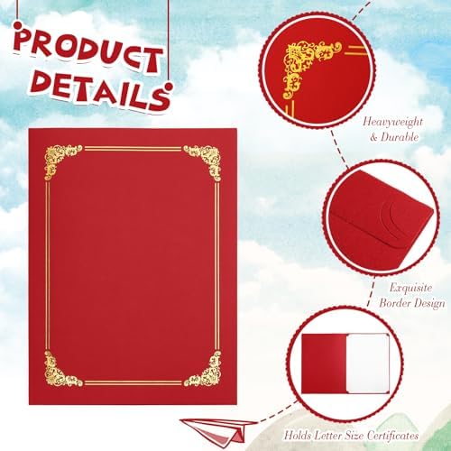 Fainne 80 Pcs 80 Pieces Certificate Holders Diploma Holder, Bright Red - Image 3