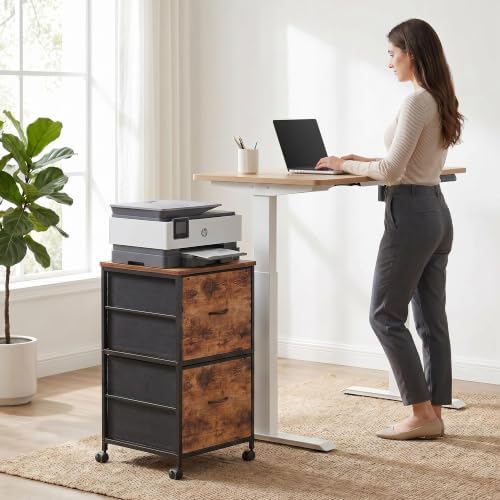 Mobile Printer Stand with 2 Drawers, File Cabinet for Home Office - Image 5