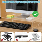 20"x10"x4" Acrylic Monitor Stand, Clear Laptop Riser with Bonus Phone Stand - Image 7
