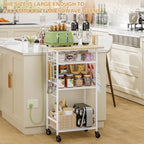 ThreeHio Rolling Kitchen Microwave Cart, 4 Tier Microwave Table Stand with Storage, Kitchen Storage Rack on Wheels, Coffee Station Cart Rack Shelf Organizer for Living Room Office, Balcony - Image 4