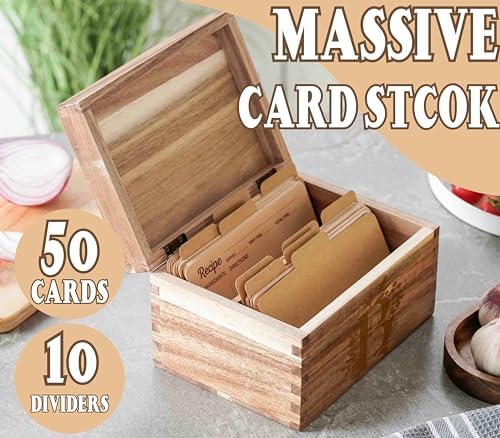 InnoBeta Personalized Gifts Recipe Box, Personalized Initial Recipe Card Holder Box with 50 4 x 6 inch Recipe Cards, 10 Dividers, Initial Recipe Organize - T - Image 2