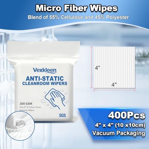 4" x 4" Anti-Static & Microfiber Wipes (100 Pcs, 200GSM) - Image 2
