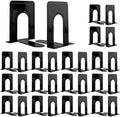 30 Pcs Metal Book Ends for Shelves, Heavy Duty Bookends for Office Home Kitchen Decorative, Nonskid Book Ends to Hold Heavy Books Black 6.5 x 5 x 5.7 in, 15 Pairs by Aellabus