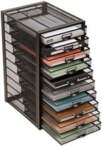 Mind Reader 10-Drawer Desk Organizer for Office Supplies, Crafts, Mail Sorting & More, Metal Mesh, Black by MindReader