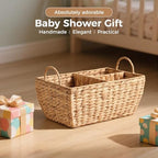 Baby Diaper Caddy Organizer, Handwoven Nursery Basket Changing Table Organizer Natural Water Hyacinth Storage Basket for Nursery Bathroom Kitchen Shelves Office Supplies Organization (Natural, XL) - Image 7