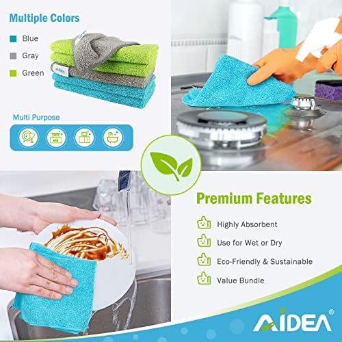 AIDEA Microfiber Cleaning Cloth-100PK, Soft Microfiber Towels for Cars, Absorbent Cleaning Rags, Lint-Free Streak-Free Wash Cloths for House, Kitchen, Window(12in.x12in.) (Pack of 2) - Image 6