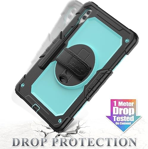 SEYMAC stock Case for Samsung Galaxy Tab S10+ Plus/ S9 FE+ Plus/ S9+ Plus 5G Tablet Case 12.4'' Protective with Screen Protector, Pen Holder, 360 Rotate Stand, Hand Strap, Shoulder Strap, SkyBlue1 - Image 6