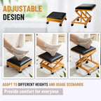 CroBlissful 2 Pack Rolling Adjustable Foot Rest Foldable Under Desk Ottoman with Wheels Leather Foldaway Guitar Foot Stool for Home Office Living Room Bedroom - Image 4