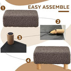 Small Foot Stool Ottoman, Sherpa Footstool Ottoman Foot Rest for Couch, Rectangle Footstools and Ottomans Small for Living Room, Entryway and Bedroom (Brown) - Image 5