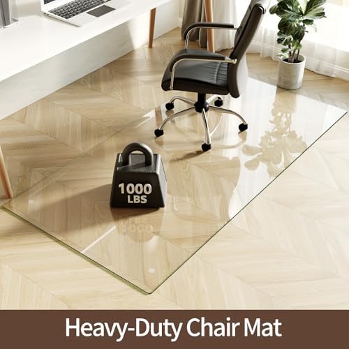 [Upgraded Tempered Glass] Koonmi 40" x 80" Office Floor Desk Chair Mat for Carpet & Hardwood Floor - Image 2