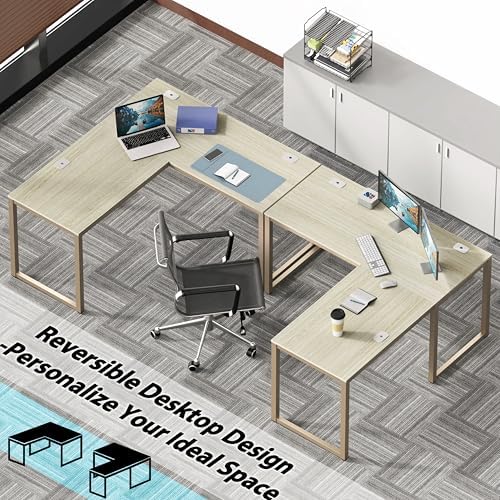 SHW 55 x 60 Commercial-Grade L-Shape Corner Office Computer Desk, Maple - Image 6