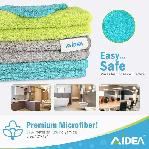 AIDEA Microfiber Cleaning Cloth-200PK, Microfiber Towels for Cars 12"x12" - Image 2