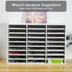 PAG-Mass Mail Sorter Organizer, Wood Literature Organizer, Student Mailbox for Classroom, Desktop Bill Paper Organizer for Office Home School, 27 Compartments, White - Image 3