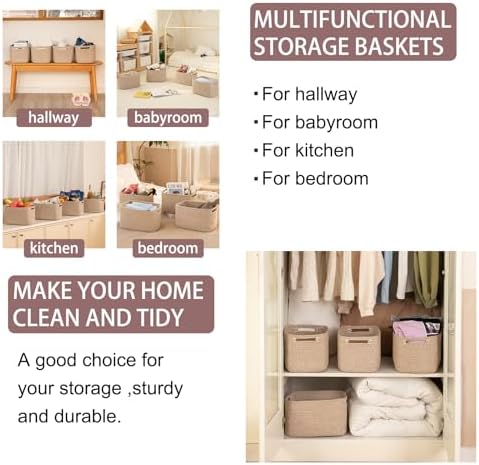 OIAHOMY 4 Pack Storage Baskets for Organizing 30L Cube Storage Bins Brown - Image 6
