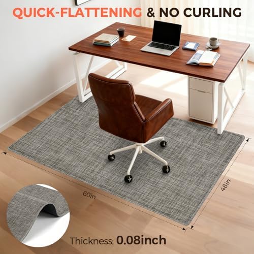 BAGAIL Office Chair Mat for Hardwood Floor, 48"x60" Heavy Duty Computer Chair Mat - Fast Flat & Smooth Glide - Non-Slip Desk Chair Floor Protector for Home Office - Brown - Image 4