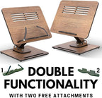 Vigo Wood 360° Rotating Book Stand, Tilt and Height Adjustable Laptop and Cookbook Holder, Foldable Reading Desk (Walnut) - Image 2