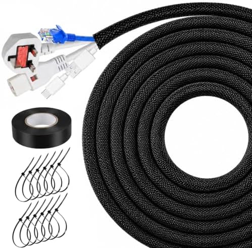 Cable Sleeve Split-Sleeving 35ft-1/4inch Cord Management Wire Protector, Wire Cover Heat Resistant Wiring Loom Harness Wire Organizer, Heavy Duty Auto Wrap Cord Protectors from Pets No Chew, Black by uuvzvcek