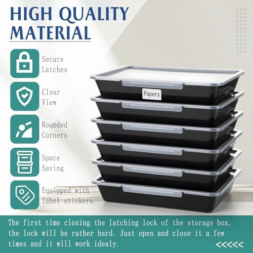 Tinlade 12 Pcs Classroom Paper Storage Bins with Lids, Black, 13x10in - Image 3
