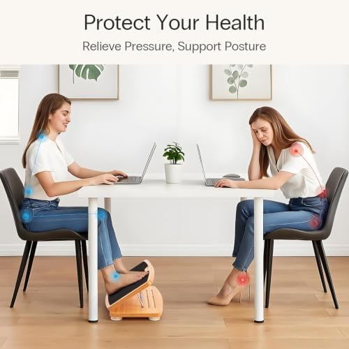 StrongTek Wooden Desk Foot Rest, Adjustable 3 Heights, Non-Slip, Under Desk - Image 4