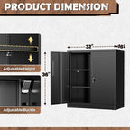 INTERGREAT Steel Storage Cabinet with Lock, Lockable Metal Storage Cabinets with 2 Adjustable Shelves, Black Counter Height Garage Cabinet - Image 3