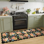 DUKINO 2.6x8 Runner Rug, Floral Washable Kitchen Rugs Non Slip, Black - Image 5