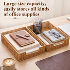 2 Pcs Rattan Letter Tray for A4 File, Woven Desk Organizer Tray - Image 5