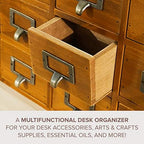 Card Catalog Desk Drawer Organizer - Wooden Storage Box with 16 Drawers - Home Office Desk Organizer Curio Cabinet - Rustic Drawers Dressers for Countertop- Apothecary Cabinet Tea Coffee Pod Storage - Image 5