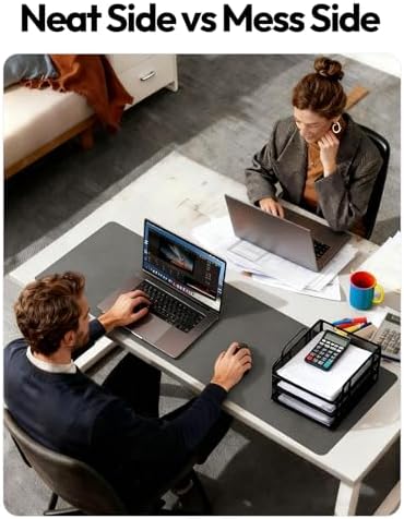 YSAGi Leather Desk Protector, Office Mat, Large Mouse Mat, Non-Slip PU Leather Blotter, Laptop Desk, Waterproof Writing Pad for Office and Home (Dark Grey, 23.6" x 13.8") - Image 6