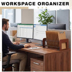 1 Pcs Vertical Clipboard Holder, 12Slot Clipboard Storage Rack, Walnut - Image 6